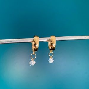 18k Gold Filled Herkimer Diamond Huggies
